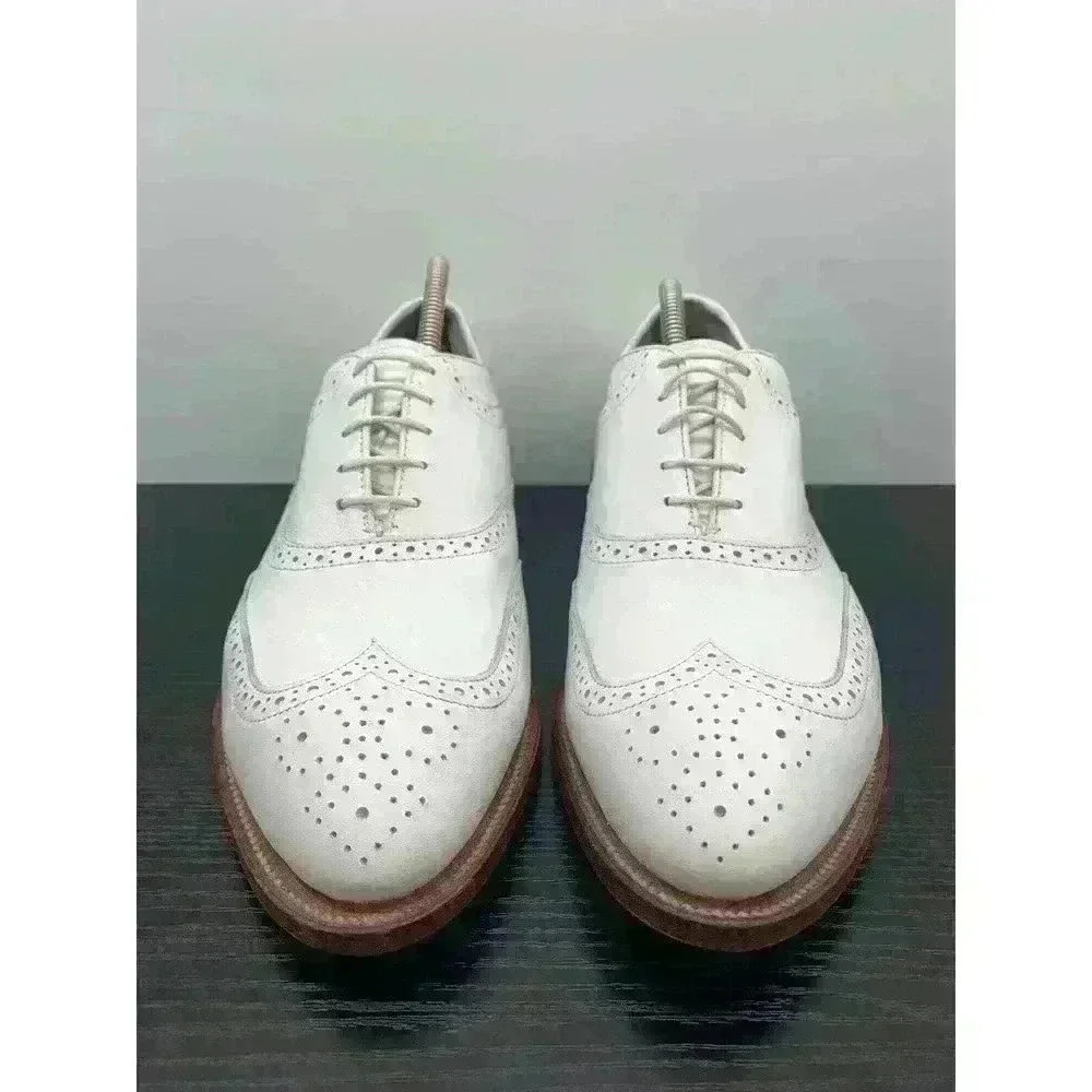 Etonic Ultimate White Leather Oxfords Wingtip Lace Up Golf Shoe Size US 9.5 D - Picture 5 of 11